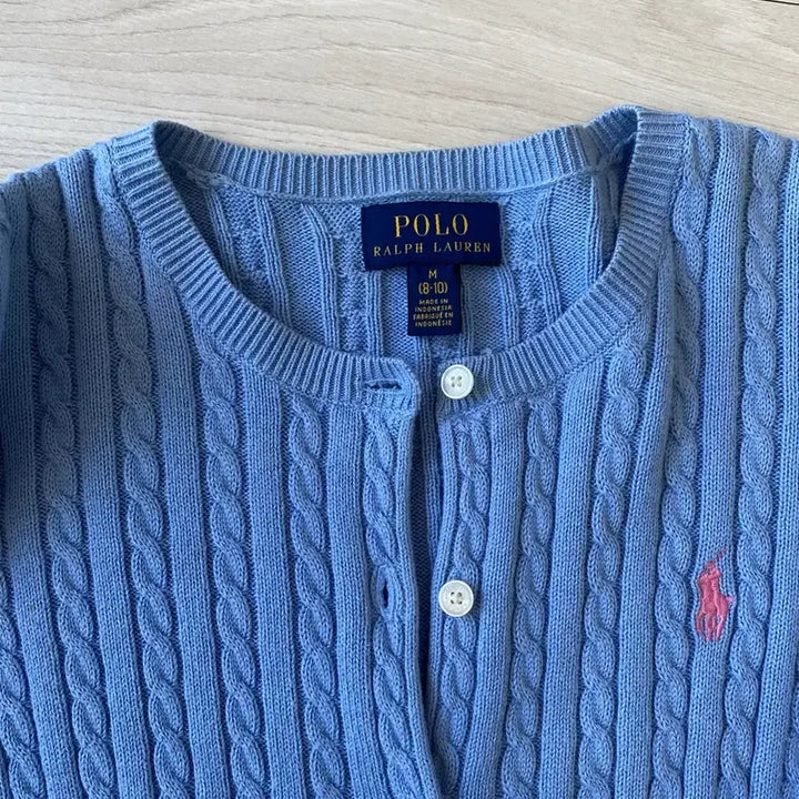 [BUNJANG] Polo Ralph Lauren Cable Knit Cardigan Blue (8-10 Years) / 폴로 랄프로렌 케이블 니트 가디건 블루(8-10세)