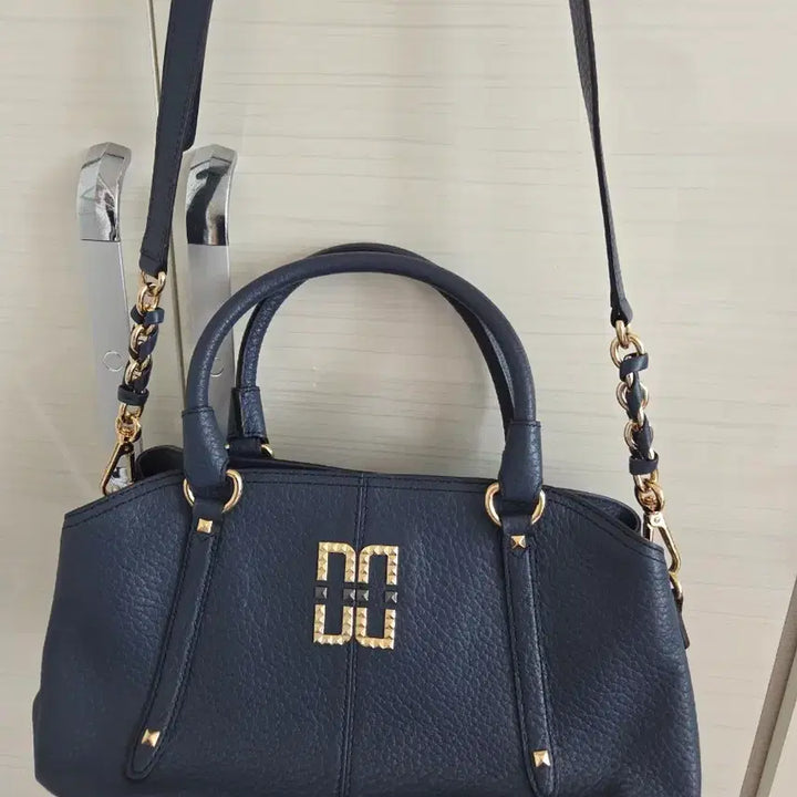 [BUNJANG] Daks Navy DD Logo Leather Tote Bag / 닥스 네이비 DD로고 가죽 토트백