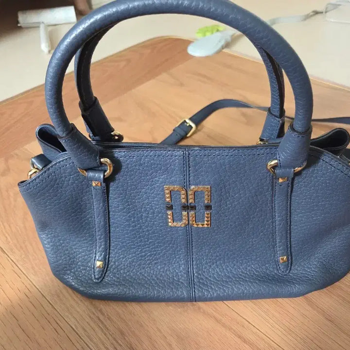 [BUNJANG] Daks Navy DD Logo Leather Tote Bag / 닥스 네이비 DD로고 가죽 토트백