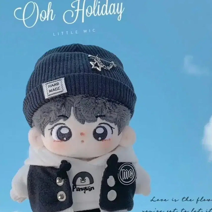 [BUNJANG] 10cm Doll Clothes Cat Baseball Jacket Black Penguin Non-属性 Cotton Doll Clothes / 10cm 인형옷 야옹캣 야구점퍼 블랙 펭귄 무속성 솜인형옷 야잠 새상품
