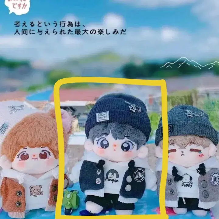 [BUNJANG] 10cm Doll Clothes Cat Baseball Jacket Black Penguin Non-属性 Cotton Doll Clothes / 10cm 인형옷 야옹캣 야구점퍼 블랙 펭귄 무속성 솜인형옷 야잠 새상품