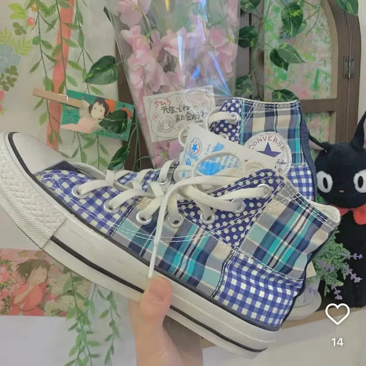 [BUNJANG] Vintage Converse Patchwork Sneakers / 빈티지 컨버스 패치워크 스니커즈 운동화 신발 모리 모리걸 히피 아오이유우
