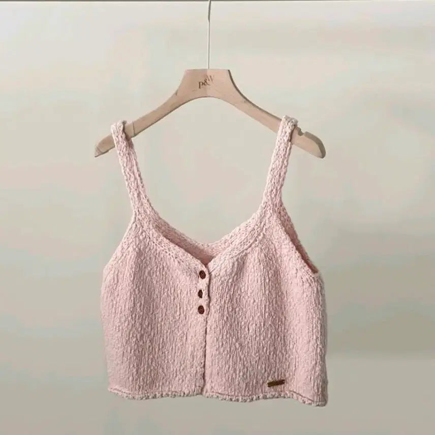 [BUNJANG] Handmade Knit Bustier Baby Pink / 핸드메이드 니트 뷔스티에 베이비핑크