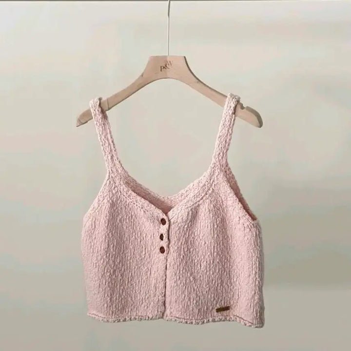 [BUNJANG] Handmade Knit Bustier Baby Pink / 핸드메이드 니트 뷔스티에 베이비핑크