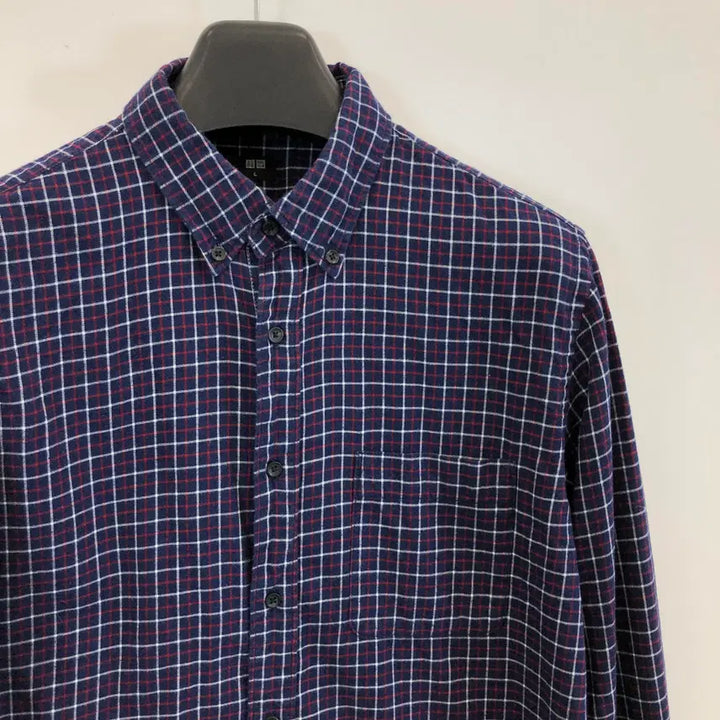 [BUNJANG] Uniqlo Button-Down Check Shirt Navy L / 유니클로 버튼다운 체크셔츠 L 네이비