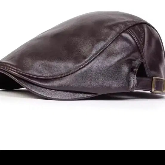 [BUNJANG] Leather Hunting Cap - Brown / 가죽 헌팅캡 브라운