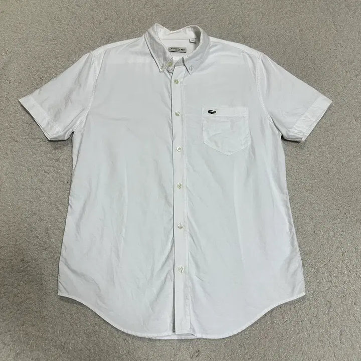 [BUNJANG] Lacoste White Short Sleeve Slim Fit Shirt M (100) / 라코스테 화이트 반팔 셔츠 슬림핏 m 100