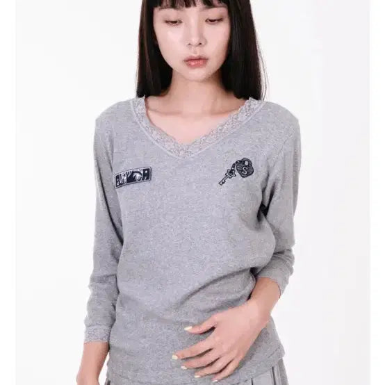 [BUNJANG] Shalom Club Gotti Lace Top Gray / 샬롬클럽 shalom club GOTTI LACE TOP GRAY