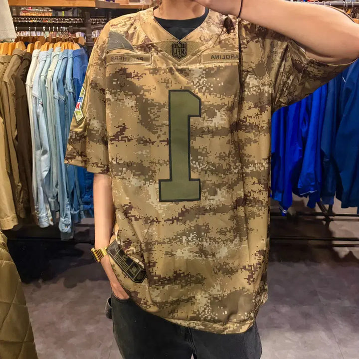 [BUNJANG] NFL X NIKE Pixel Camo Short Sleeve Jersey / NFL X NIKE NFL NO.1 Newton 반팔 져지 픽셀 카모
