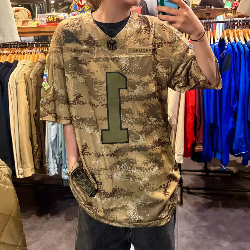 [BUNJANG] NFL X NIKE Pixel Camo Short Sleeve Jersey / NFL X NIKE NFL NO.1 Newton 반팔 져지 픽셀 카모