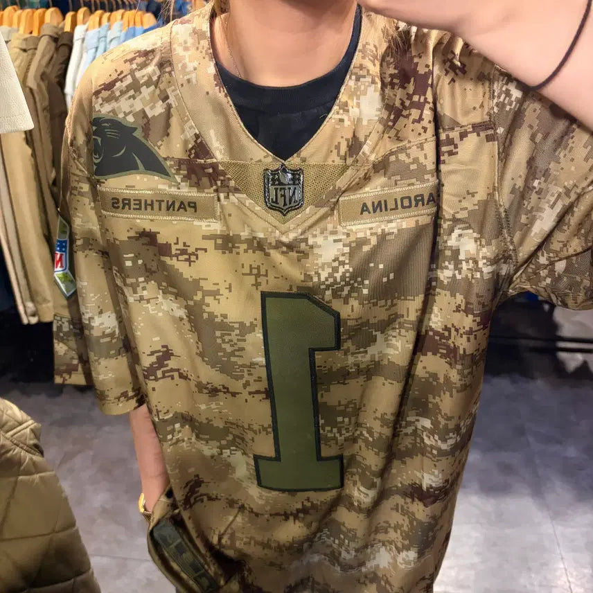 [BUNJANG] NFL X NIKE Pixel Camo Short Sleeve Jersey / NFL X NIKE NFL NO.1 Newton 반팔 져지 픽셀 카모