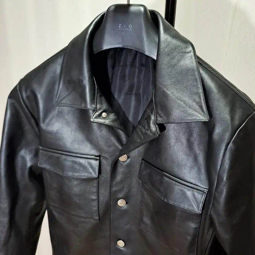 [BUNJANG] Real Leather Black Trucker Jacket (Size 100-105) / (택포) 리얼레더 블랙 트러커 자켓 100-105 B846