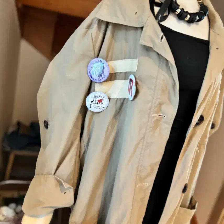 [BUNJANG] Beige Military Style Long Jacket / 베이지색 야상형 롱 자켓