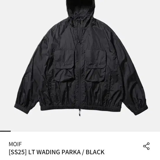 [BUNJANG] Moif SS25 LT Wading Parka Black / 모이프 [SS25] LT WADING PARKA / BLACK 3사이즈