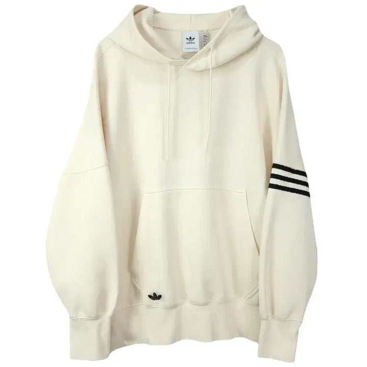 [BUNJANG] Adidas 3-Stripes Sleeve Oversized Hoodie Cream / 아디다스 삼선 완장 오버핏 후드티 크림 M20325