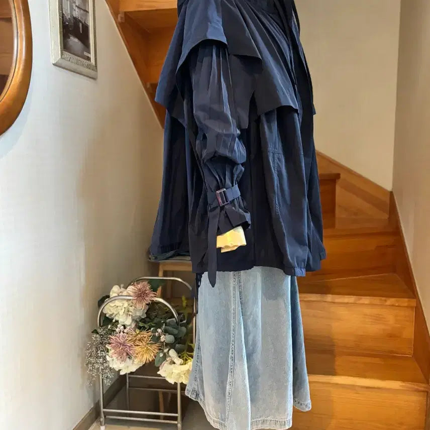 [BUNJANG] Navy Windbreaker Set Prada Fabric Full Shirring High-End / 네이비 바람막이 세트  풀셔링 프라다원단.고가라인