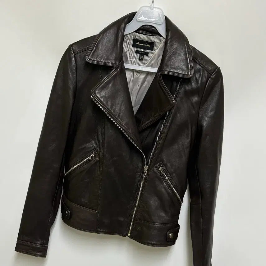 [BUNJANG] Massimo Dutti Dark Brown Lambskin Rider Jacket (XS) / [여자-85 (XS)]마시모두띠 다크브라운 양가죽 라이더 자켓