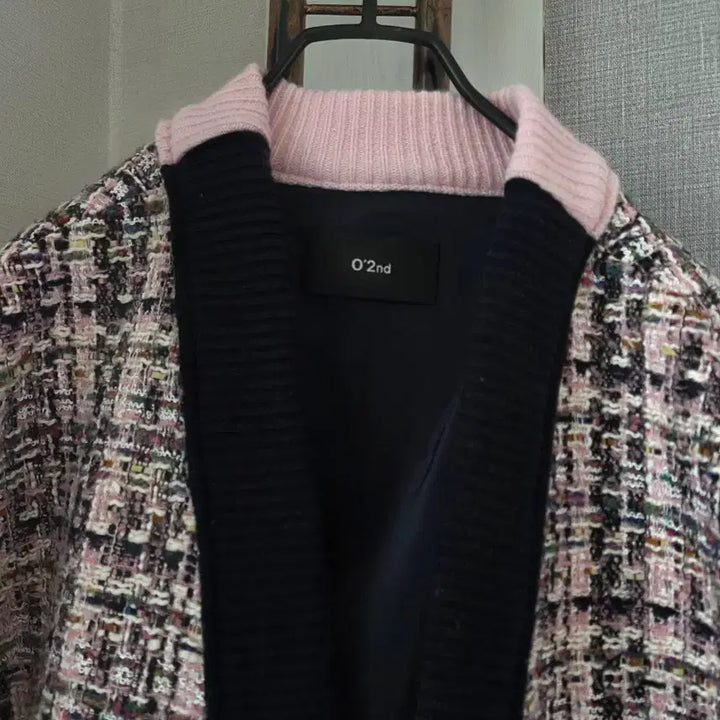 [BUNJANG] Ozsecon Pink Tweed Cardigan / 오즈세컨 핑크 트위드 가디건