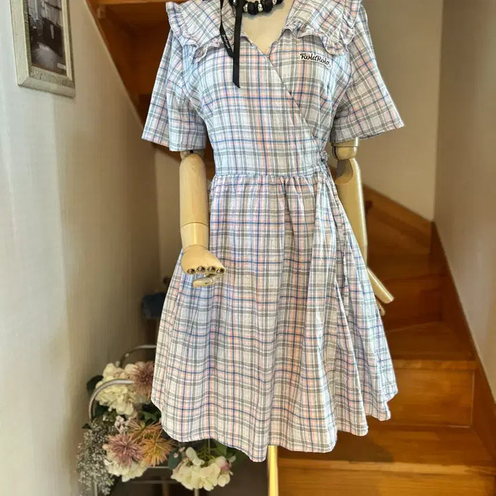[BUNJANG] RoLaRoLa Check Wrap Midi Dress / RoLaRoLa 롤라롤라 체크 랩 원피스