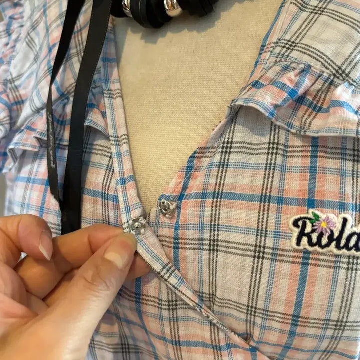 [BUNJANG] RoLaRoLa Check Wrap Midi Dress / RoLaRoLa 롤라롤라 체크 랩 원피스
