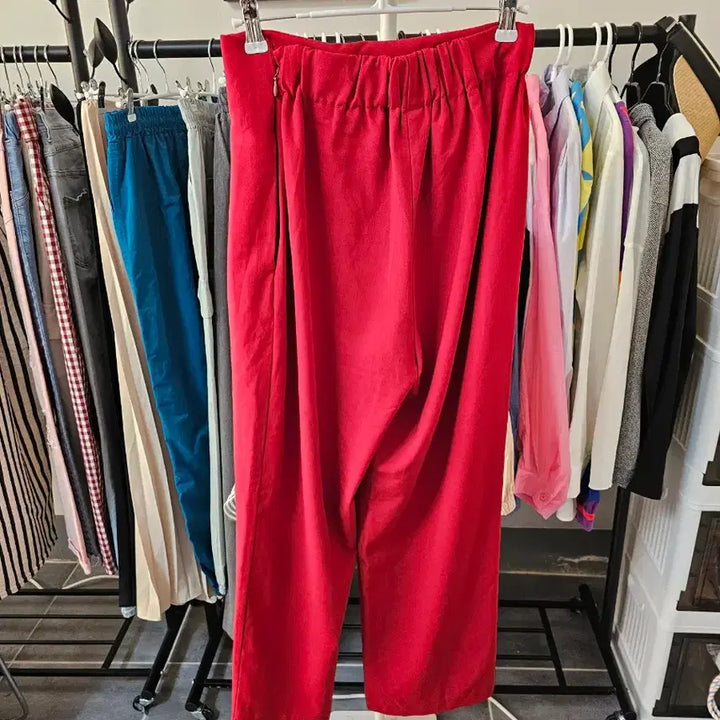 [SOLD OUT] 레드 와이드 플리츠 팬츠