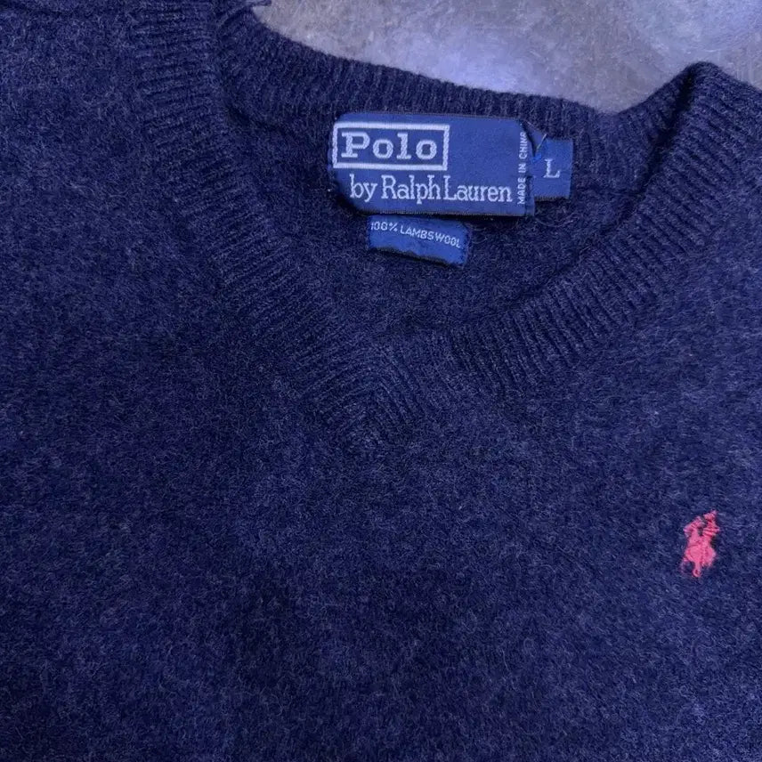 [BUNJANG] Polo Ralph Lauren Lambswool V-Neck Knit Sweater Navy L / 폴로 랄프로렌 램스울 V넥 니트 스웨터 네이비 L