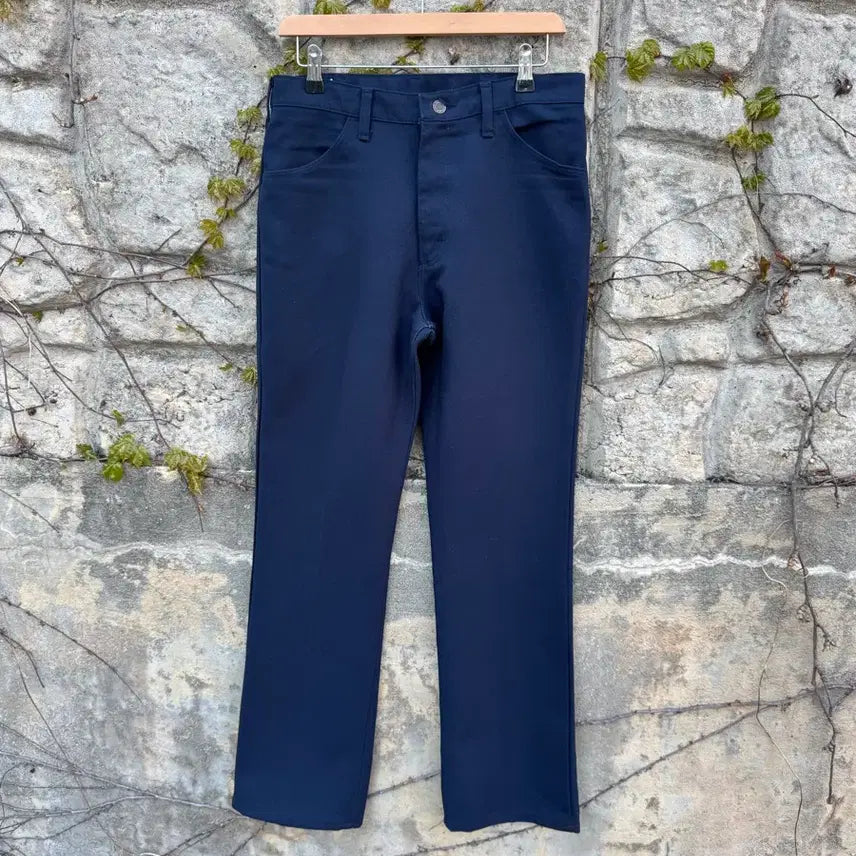 [BUNJANG] 70s Wrangler 82862NV Mechanic Bootcut Pants Navy / 70s 랭글러 빈티지 82682nv 폴리 메카닉 부츠컷 팬츠 네이비