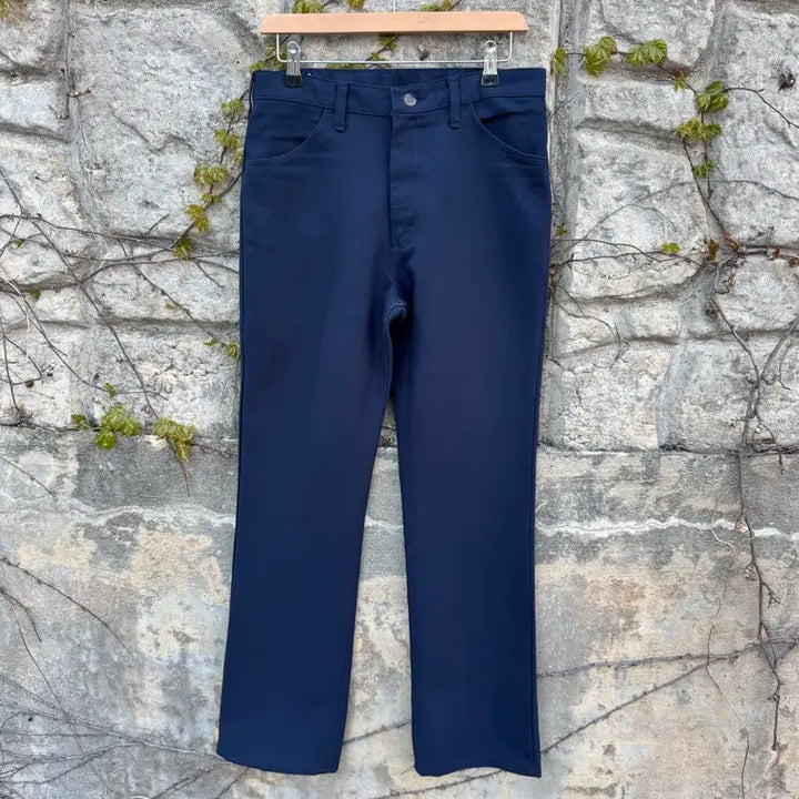 [BUNJANG] 70s Wrangler 82862NV Mechanic Bootcut Pants Navy / 70s 랭글러 빈티지 82682nv 폴리 메카닉 부츠컷 팬츠 네이비