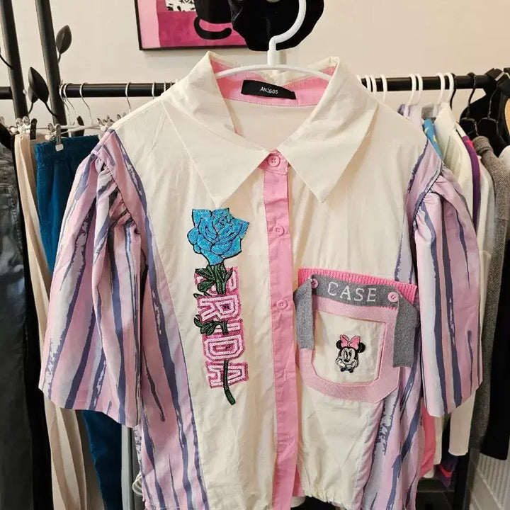 [BUNJANG] AMIGOS Minnie Mouse Short Sleeve Blouse &amp; Shorts Set / AMIGOS 미니마우스 반팔 블라우스 반바지 세트