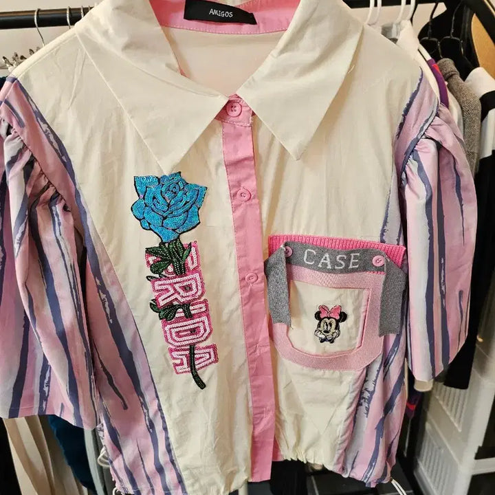 [BUNJANG] AMIGOS Minnie Mouse Short Sleeve Blouse &amp; Shorts Set / AMIGOS 미니마우스 반팔 블라우스 반바지 세트