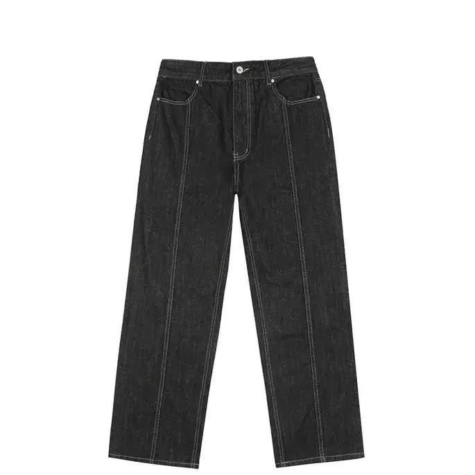 [BUNJANG] Trillion Washed Stitch Denim Pants (Black) / [ 트릴리온 ] 워싱 스티치 데님 팬츠 (BLACK) L