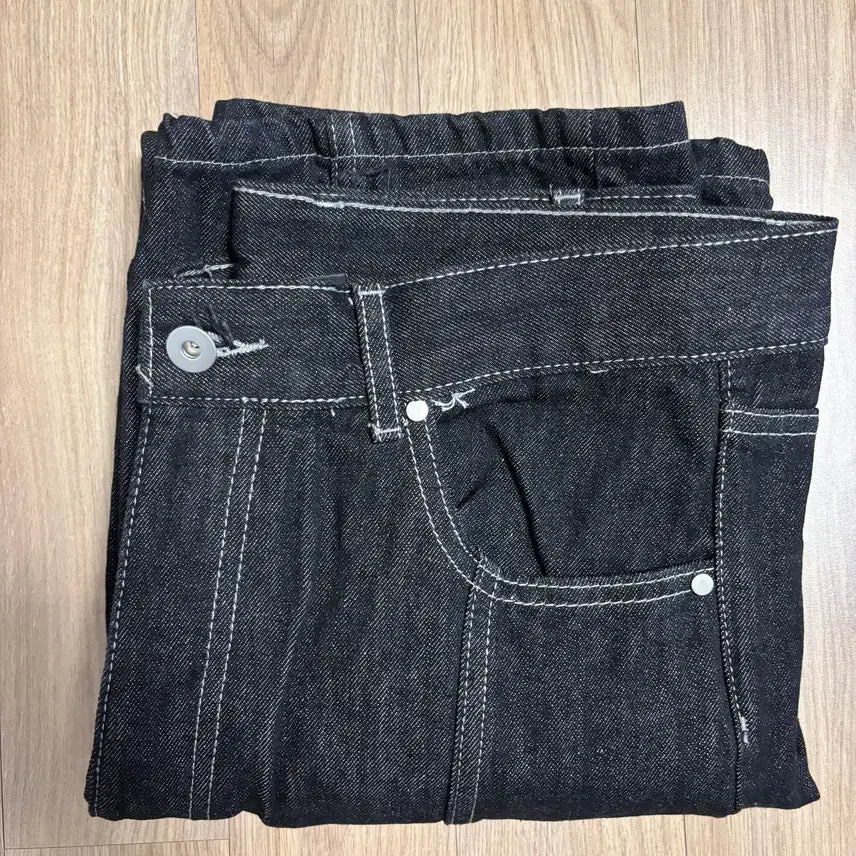 [BUNJANG] Trillion Washed Stitch Denim Pants (Black) / [ 트릴리온 ] 워싱 스티치 데님 팬츠 (BLACK) L