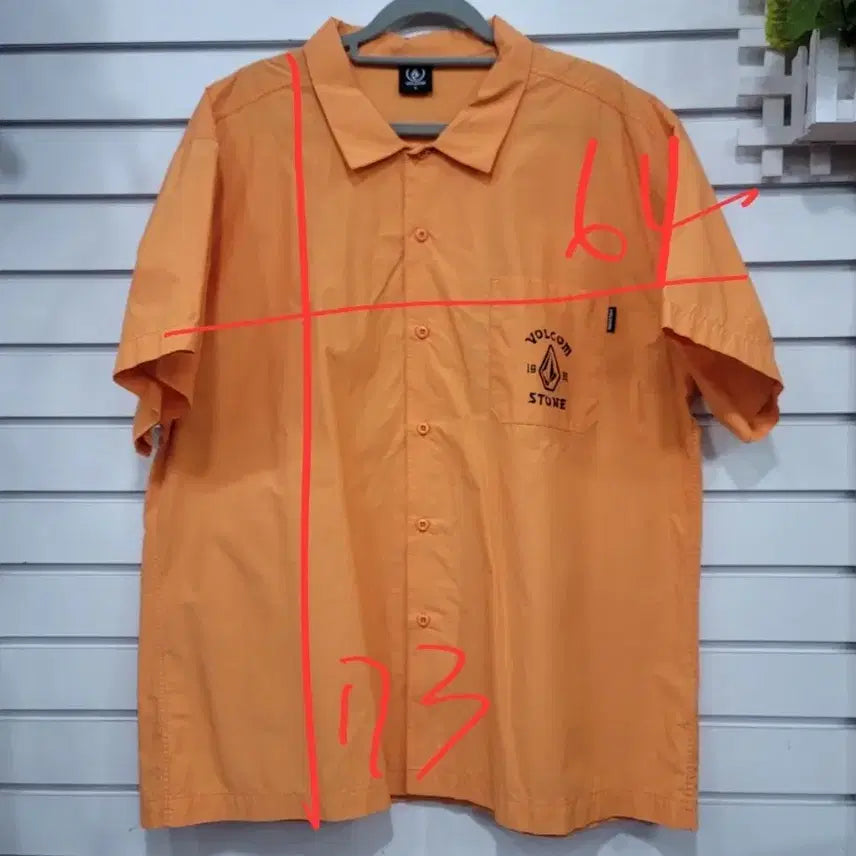 [BUNJANG] Volcom Orange Short Sleeve Shirt XL / 