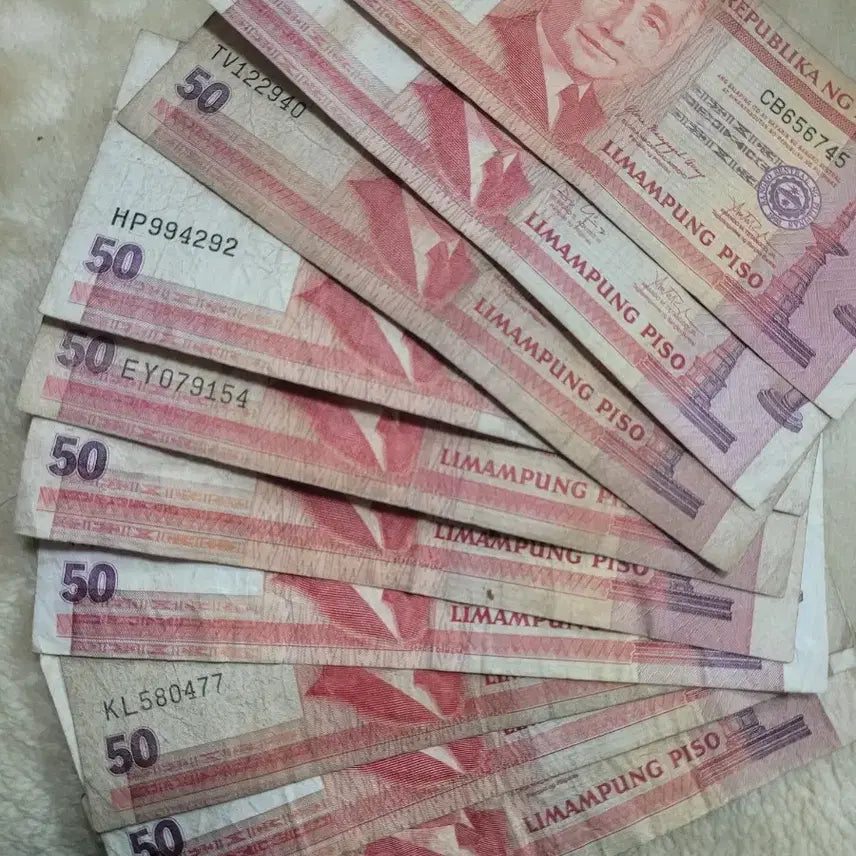 [BUNJANG] Philippines Old 50 Pesos Used Banknotes Bundle Set (10 pieces) / 필리핀 구권50페소 사용제 지폐 10장 일괄