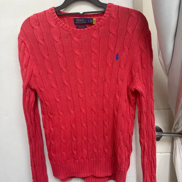 [BUNJANG] Polo Ralph Lauren Red Cable Knit Sweater / 폴로 랄프로렌 레드 케이블 니트