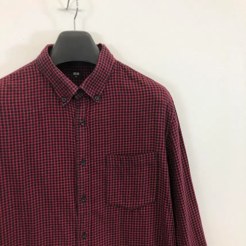 [BUNJANG] Uniqlo Gingham Button-Down Shirt Red XL / 유니클로 버튼다운 깅엄셔츠 XL 레드