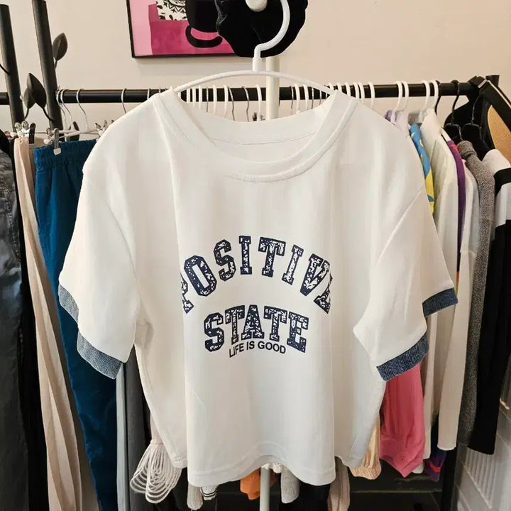 [BUNJANG] POSITIVE STATE Printed Short Sleeve T-Shirt / POSITIVE STATE 프린팅 반팔 티셔츠