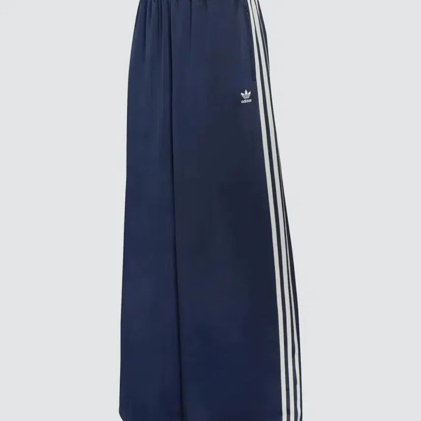 [BUNJANG] Satin Wide Leg Track Pants - Night Indigo/White / 새틴 와이드 레그 트랙 팬츠 - 나이트인디고:화이트 / KQ6543 36