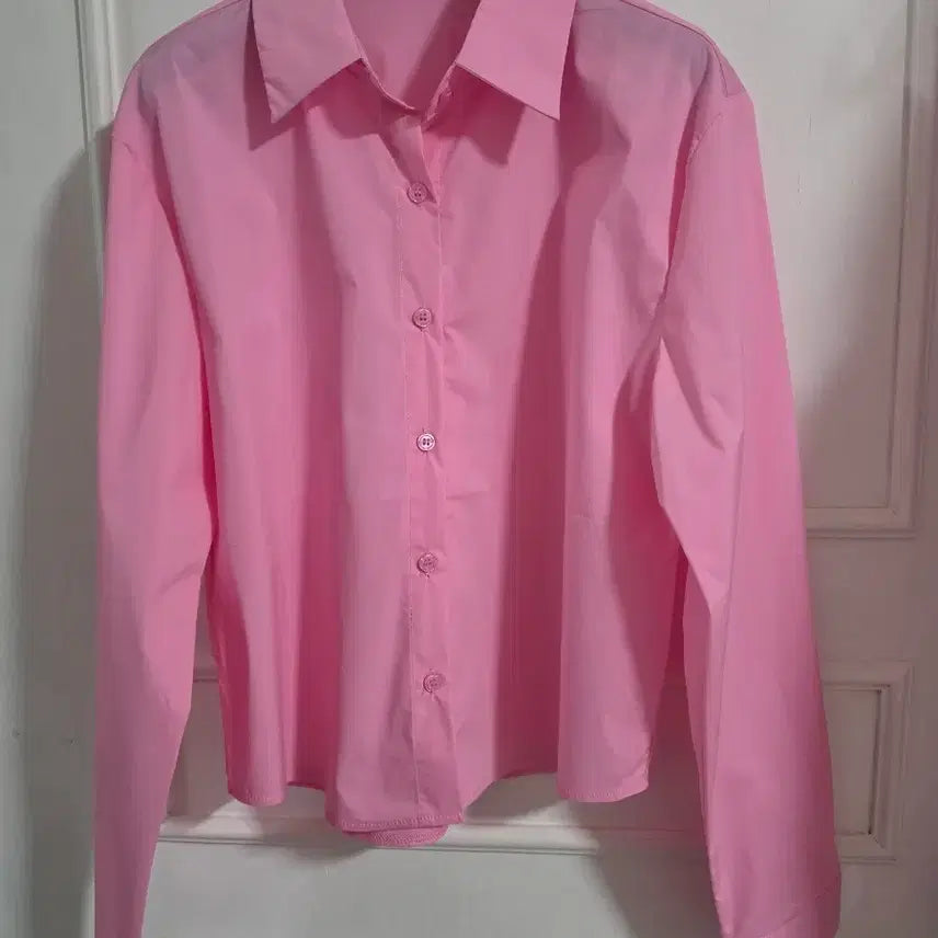 [BUNJANG] Nisum Pink Crisp Cropped Shirt / 니썸 핑크 바스락 크롭 셔츠