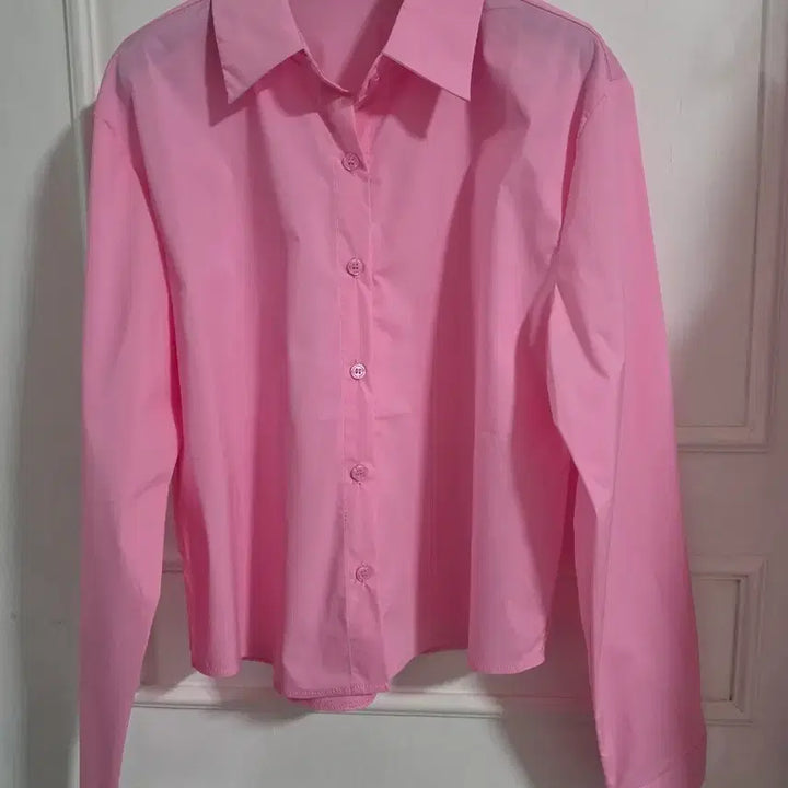 [BUNJANG] Nisum Pink Crisp Cropped Shirt / 니썸 핑크 바스락 크롭 셔츠