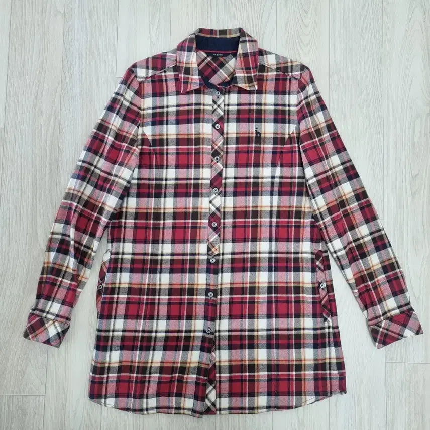 [BUNJANG] Hazzys Red Check Long Shirt / 헤지스 레드 체크 롱 셔츠(85~160)