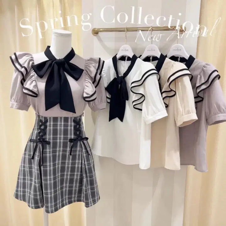 [BUNJANG] Eblin Ribbon Frill Short Sleeve Blouse with Bowtie / 에블린 리본 프릴 반팔블라우스 보우타이 양산형버블즈스나이델계로지타피움