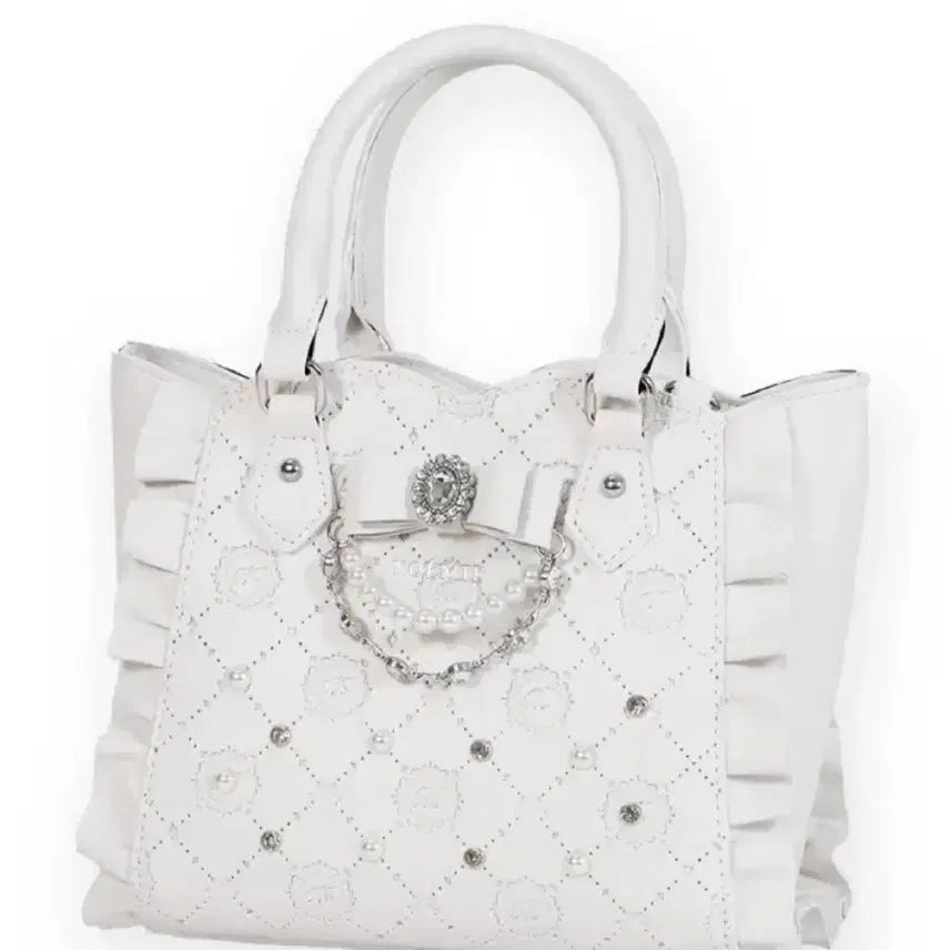 [BUNJANG] Noemi Sakiru Bijou 2-Way Shoulder Bag White / 교판)노에미 사키루 짱 콜라보 반짝반짝 비쥬 2way 숄더백 화이트