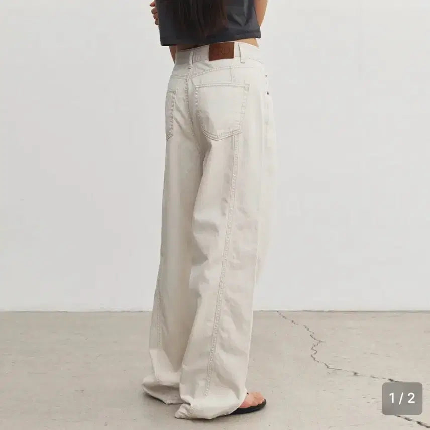 [BUNJANG] Coreed Curved Denim Long S (Beige) / 코어드 curved denim (beige) 롱 s