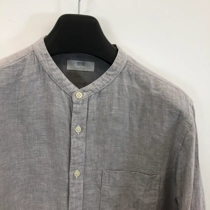 [BUNJANG] Uniqlo Linen 100% Henley Neck Shirt - Size L / 유니클로 헨리넥 린넨100% 셔츠 L