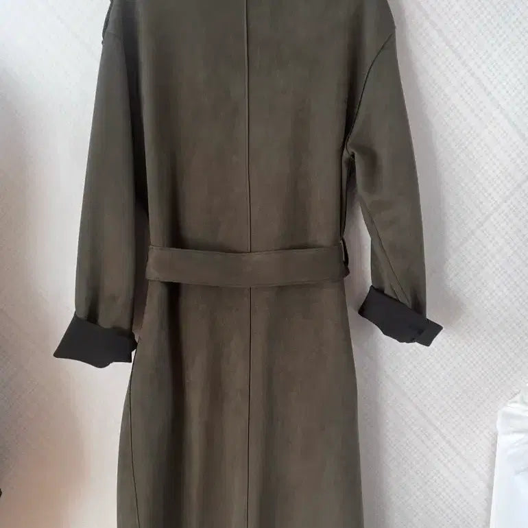 [BUNJANG] Zara Suede Long Trench Coat Khaki / 자라 스웨이드 롱 트렌치 코트 카키