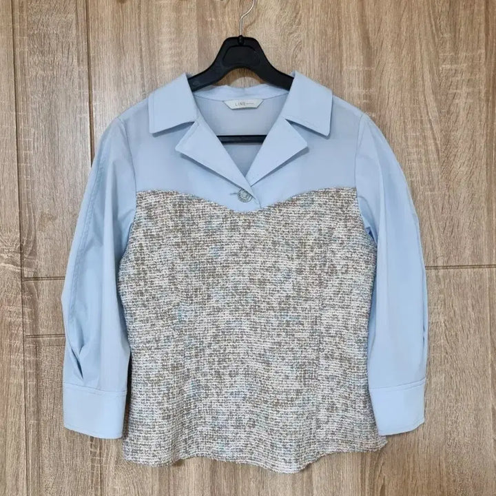 [BUNJANG] LINE Tweed Shirt Blouse / LINE 트위드 셔츠 블라우스