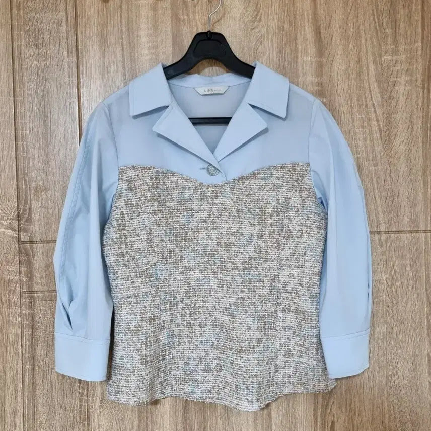 [BUNJANG] LINE Tweed Shirt Blouse / LINE 트위드 셔츠 블라우스