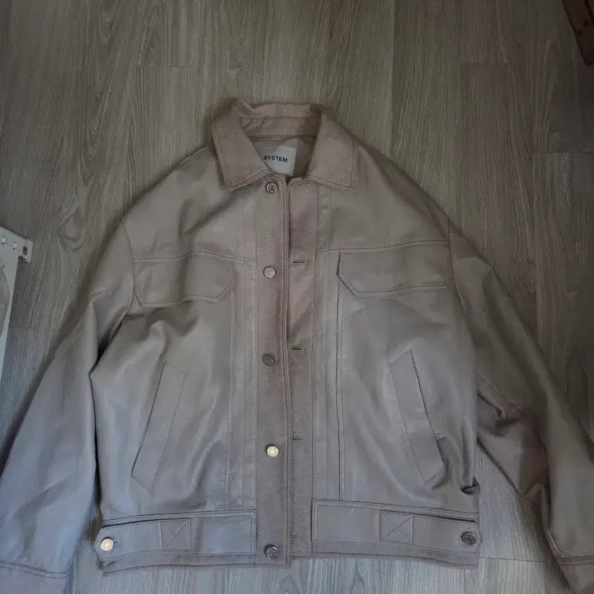 [BUNJANG] System Homme Genuine Oversized Fit Leather Beige Jacket Size 105 / 시스템옴므 정품 오버핏 레더 베이지 자켓 105사이즈