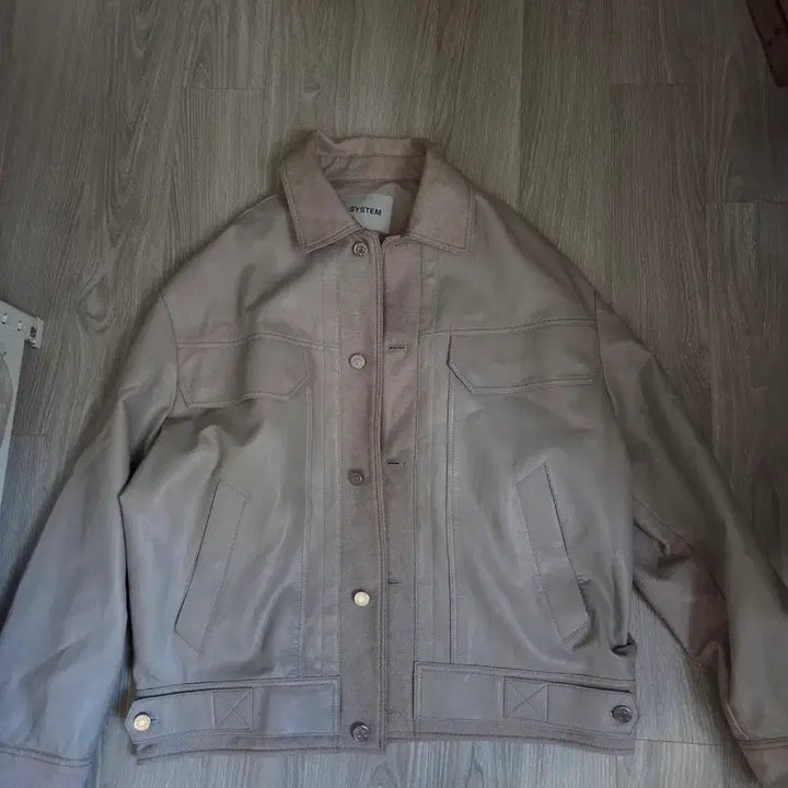 [BUNJANG] System Homme Genuine Oversized Fit Leather Beige Jacket Size 105 / 시스템옴므 정품 오버핏 레더 베이지 자켓 105사이즈